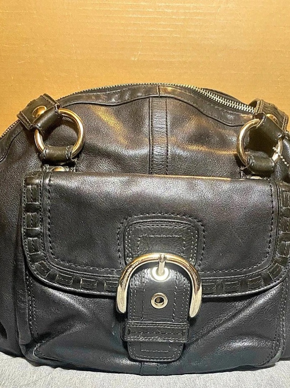 Coach Leather Hobo Bag in Black